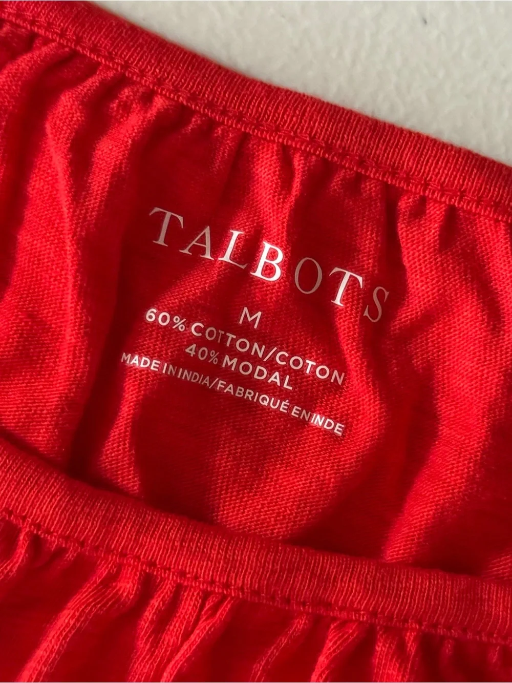 Talbots Red Embroidered Floral Sleeve Top M 3/4 Sleeve - Picture 6 of 7